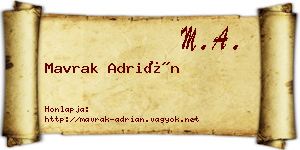 Mavrak Adrián névjegykártya